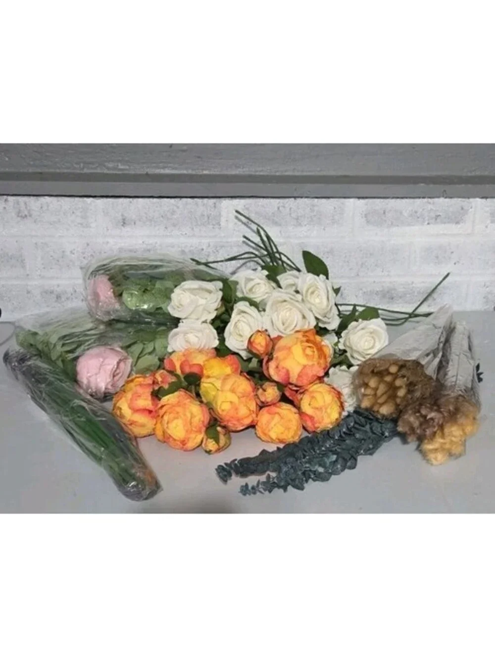 Artificial Flowers Variety Garland Roses Eucalyptus Peonies Reed Grass Pampas